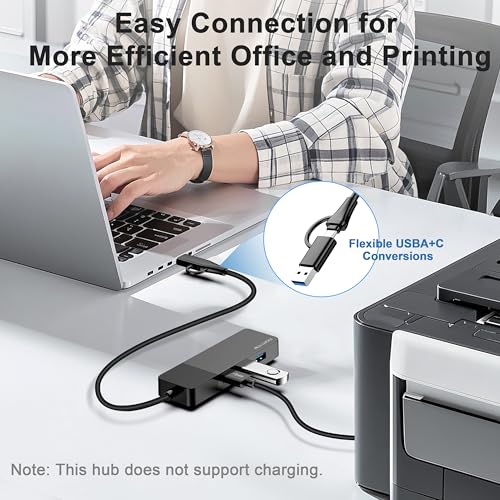 USB A/C to Ethernet Adapter, 3xUSB3.0 and 1000M RJ45 Network hub for Laptop | Plug & play 4-in-1 USB C Hub, Gigabit LAN for Mac/Chrome/XPS & USB-C phones/iPad, 3 USB-A ports for mouse/keyboard/USB fan. - size: 1FT -4 in 1 USB A/C to Ethernet Adapte