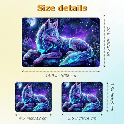 Universal Laptop Skin Sticker with 2 Wrist Pad Decals, 3-Piece Removable Vinyl Laptop Cover, Magic Wolfs Waterproof Anti-Scratch, Easy-Trim Fit for 13.3" 14" 15.6" Laptops - color: Magic Wolf