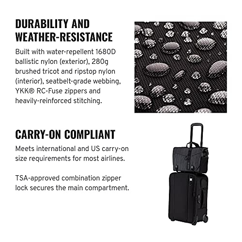 Tenba Roadie Carry-on Compatible Hybrid Roller 21 Rolling case for DSLR and Mirrorless Cameras and Lenses Plus a 17-inch Laptop – Black (638-713)