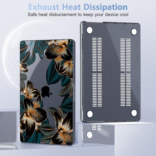 May Chen for 2026 MacBook Pro 14-inch M5 M4 M3 M2 M1 Pro/Max Chip, Release 2026 2025-2021, Model A3427 A3426 A3434 A3112 A3401 A3185, Plastic Hard Shell with Keyboard Cover, Golden Lilies Flowers - color: Golden Lilies Flowers