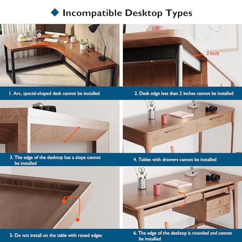 BONTEC Small Ergonomics Desk Extender Tray, 20x9.5 Inch Table Mount Arm Rest Shelf, 90° Foldable Keyboard Tray Platform, Clamp on Computer Arm Rest for Desk, Suitable for Office Desks, Black | 90° Foldable Keyboard Tray Platform, Table Mount Arm Rest Shel