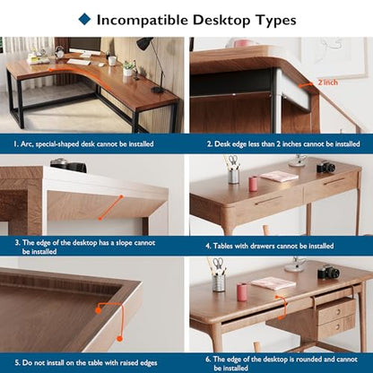 BONTEC Small Ergonomics Desk Extender Tray, 20x9.5 Inch Table Mount Arm Rest Shelf, 90° Foldable Keyboard Tray Platform, Clamp on Computer Arm Rest for Desk, Suitable for Office Desks, Black | 90° Foldable Keyboard Tray Platform, Table Mount Arm Rest Shel