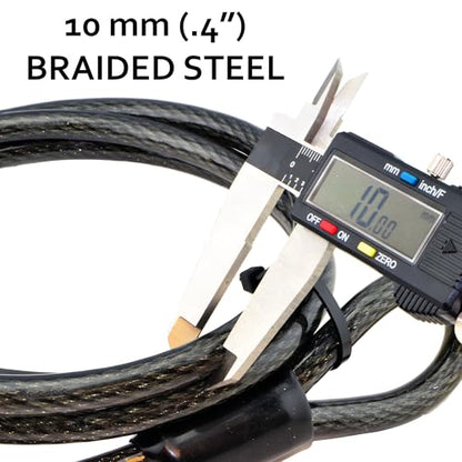 Lumintrail 10mm Heavy-Duty Security Cable, Vinyl Coated Braided Steel with Sealed Looped Ends (4', 7', 10', 15', or 30') (30-FT) - size: 30-FT