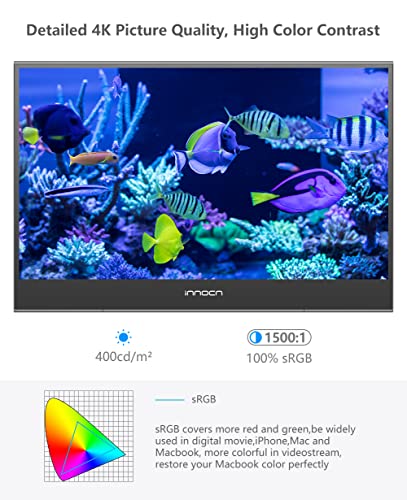 INNOCN 15.6" 4K Portable Monitor Touchscreen 3840 x 2160 USB C HDMI External Gaming Monitor Second Computer Screen Travel Portable Monitor for Laptop w/Kickstand - style: Touch/4K with Foldable Stand
