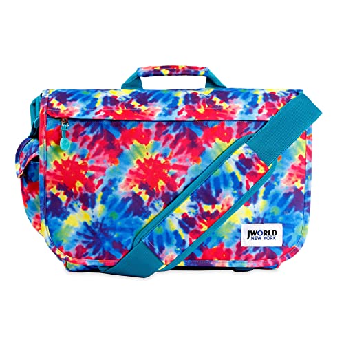 J World New York Thomas Laptop Messenger Bag for Women & Men. Kids Computer Bookbag - color: Tie Dye