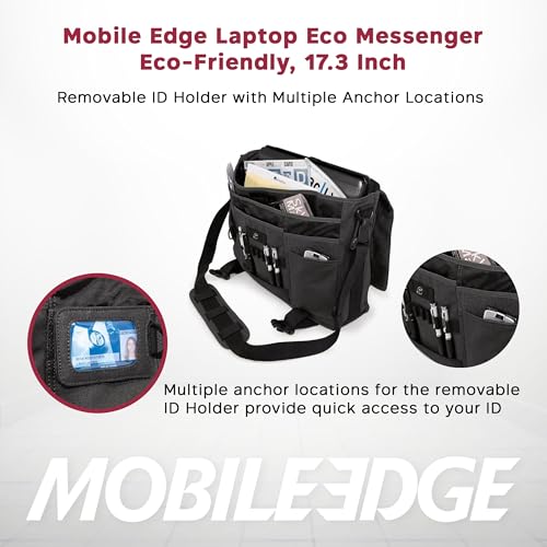 Mobile Edge Laptop Eco Messenger Eco-Friendly, 17.3 Inch Cotton Canvas, Charcoal for Men, Women, Business, MECME5, Ash - color: Ash