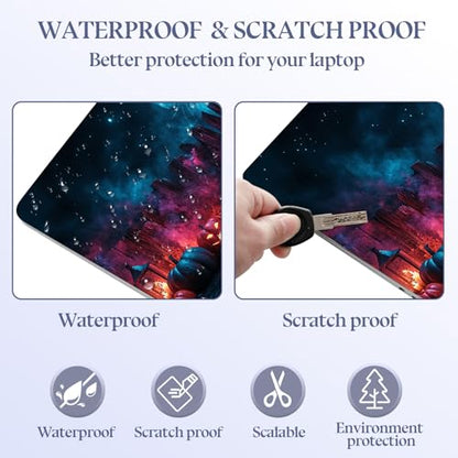 Universal Laptop Skin Sticker Decal,15.6 Inch Laptop Vinyl Cover for 13" 14" 15.6" Laptop,Scratch-Resistant Waterproof Protector Wrap,Reusable with Wrist Pads,Skull Pumpkin Night - color: Skull Pumpkin Night