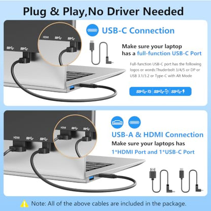 Szory Laptop Screen Extender, 14" FHD 1080P IPS Laptop Monitor Extender Dual Screen, Portable Monitor for Laptops 13.3”-16.1" with USB-C/HDMI Port, Plug & Play for Windows/Mac/Android/Switch/PS5