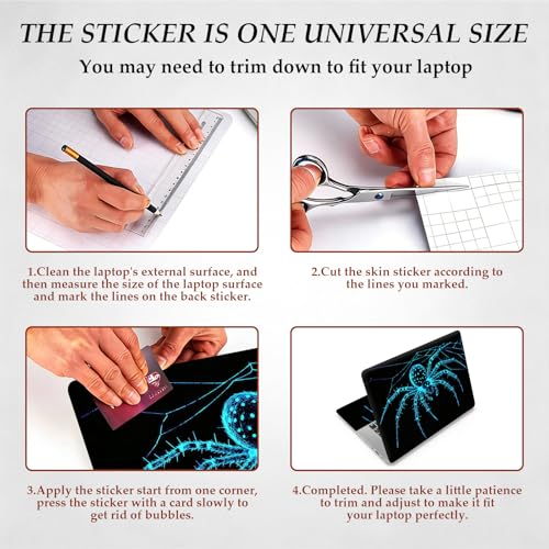 DEGDFSGR 12.1-15.6 Inch Universal Reusable Laptop Skin Sticker Decal, Waterproof Removable Protector for Notebook Cover, Scratch-Resistant Vinyl Cuttable Full Wrap Sticker, Blue Glowing Spider - color: Blue Glowing Spider