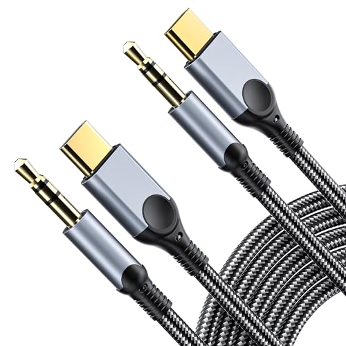 Aux to USB C Audio Cable 2 Pack [4FT], Type C to 3.5mm Aux Cord Hi-Fi DAC Headphone Jack Adapter Dongle Compatible with iPhone 17/16/15, Samsung S25/S24/S23, iPad Pro, Pixel, Car, Headphones, Speakers - color: Grey, size: 2 Pack- 4FT