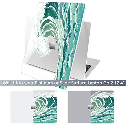 Batianda Case for 12.4" Microsoft Surface Laptop Go 3 2023 Release/Surface Laptop Go 2 (2022), Designed Clear Protective Plastic Hardshell & Keyboard Cover & Screen Protector, Waves - color: Waves