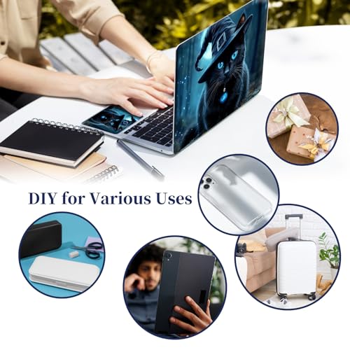 Universal Laptop Protective Skin,Trim-to-Fit Vinyl Sticker for 13–16 Inch Laptop,MacBook,Tablet & Notebook,Scratch-Proof Waterproof Cover,Black Cat Magic Hat - color: Black Cat Magic Hat