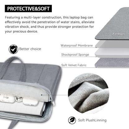 Ferkurn 15.6 16 Inch Laptop Case Bag for Women Men Compatible with MacBook Pro M5/HP OmniBook Omen Envy/Lenovo Yoga IdealPad/Dell Pro Inspiron, Carrying Briefcase Computer Messenger Bag Case, Grey - color: Heather Grey, size: 15.6 inch