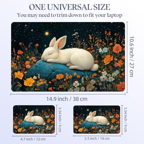 Universal Laptop Skin Sticker Decal,15.6 Inch Laptop Vinyl Cover for 13" 14" 15.6" Laptop,Scratch-Resistant Waterproof Protector Wrap,Reusable with Wrist Pads,Sleeping Bunny in Starry Meadow - color: Sleeping Bunny in Starry Meadow
