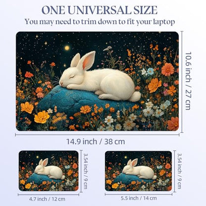 Universal Laptop Skin Sticker Decal,15.6 Inch Laptop Vinyl Cover for 13" 14" 15.6" Laptop,Scratch-Resistant Waterproof Protector Wrap,Reusable with Wrist Pads,Sleeping Bunny in Starry Meadow - color: Sleeping Bunny in Starry Meadow