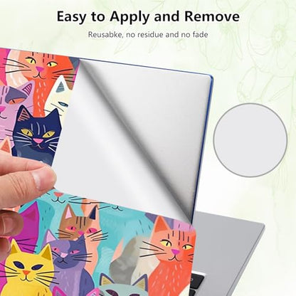 Laptop Skin Sticker Decal, Universal Reusable Vinyl Laptop Cover for 12" 13" 13.3" 14" 15" 15.4" 15.6" Notebook PC, Waterproof Scratch-Resistant with 2 Wrist Pads, Easy to Apply & Remove,Colorful Cats - color: Colorful Cats