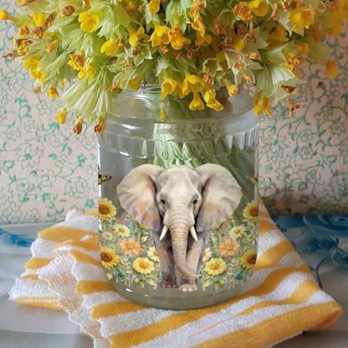 Peacoblue UV DTF Cup Wraps Transfer Stickers Elephant Pattern, 10 Sheets Waterproof Custom Vinyl Transfer Sticker 16oz Coffee Glass Cup Tumbler Bottle Mug Decals for Men Women - style: Elephant