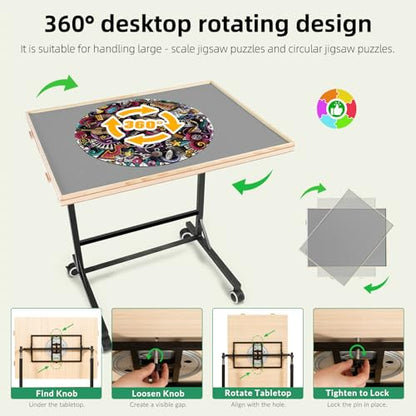 ALL4JIG 1500 Pieces Puzzle Table with Legs and Wheels,24.92"×33.58" Wooden Jigsaw Puzzle Table with 4 Drawers&Cover,Vertical Option,Laptop&Drafting Table for Couch,for Lego Building - size: Medium-1500pcs