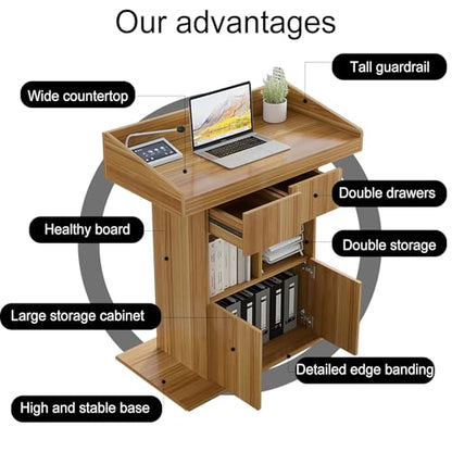 Portable White Floor Standing Podium - Sturdy Wooden Lectern with Large Desktop for Church, Conference, Speech, and Public Speaking - Ideal Presentation Tool