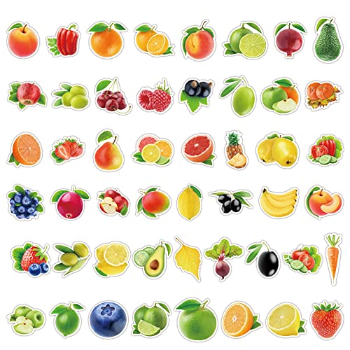 Fruit & Vegetable Vinyl Stickers 100 PCS, Botanical Aesthetic Waterproof Die-Cut Fresh Fruit Sticker Pack for Water Bottles Laptop Luggage Skateboard, Scrapbook Journal Phone Case Notebook