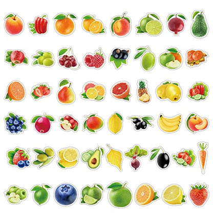 Fruit & Vegetable Vinyl Stickers 100 PCS, Botanical Aesthetic Waterproof Die-Cut Fresh Fruit Sticker Pack for Water Bottles Laptop Luggage Skateboard, Scrapbook Journal Phone Case Notebook