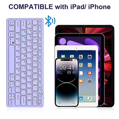 TaIYanG Bluetooth Keyboard for iPad Wireless Keyboard Compatible with iPad A16 11th 10th Generation, 10.2(9th/8th/7th Gen), Air/Pro/Mini and All Bluetooth Devices (Light Purple) - color: Light Purple