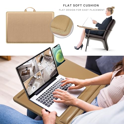 CENNBIE Leather Lap Desk for Laptop, 24 x 16 inches (Brown) | With Memory Foam Cushion & Built-in Wrist Rest, Portable,Adjustable Laptop Desk Fits up to 19 inch Laptop - color: Brown