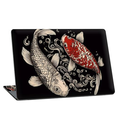 Universal Laptop Skin Sticker with 2 Wrist Pad Skins, Waterproof Scratch Resistant Vinyl Laptop Cover Decal, Cut to Fit for 11–15.6 Inch MacBook HP Dell Lenovo, Koi Fish - color: Koi Fish