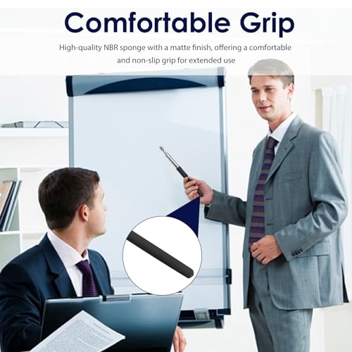 Retractable Teacher Pointer 𝟑𝟗.𝟓'', Pointer Stick with 𝗦𝘁𝘆𝗹𝘂𝘀 Smooth Sensitive Tablet Pen Stylus Pen, Teacher Coach Presenter Pointer Black - color: Black