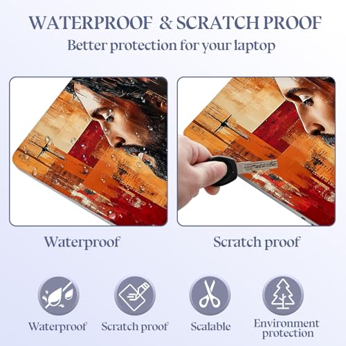 Universal Laptop Skin Sticker Decal,15.6 Inch Laptop Vinyl Cover for 13" 14" 15.6" Laptop,Scratch-Resistant Waterproof Protector Wrap,Reusable with Wrist Pads,Jesus and Cross Painting - color: Jesus and Cross Painting