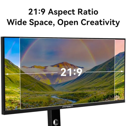 INNOCN 34" 5K 5120 x 2160P Wide Monitor for Laptop/MacBook/Mini PC, Screen Split PIP/PBP, 21:9, 120Hz, HDR400, HDMI 2.1, DP, FreeSync, USB-C, DeltaE＜2, Speakers, Height Adjustable, Black - 34C1U - size: 34 Inch