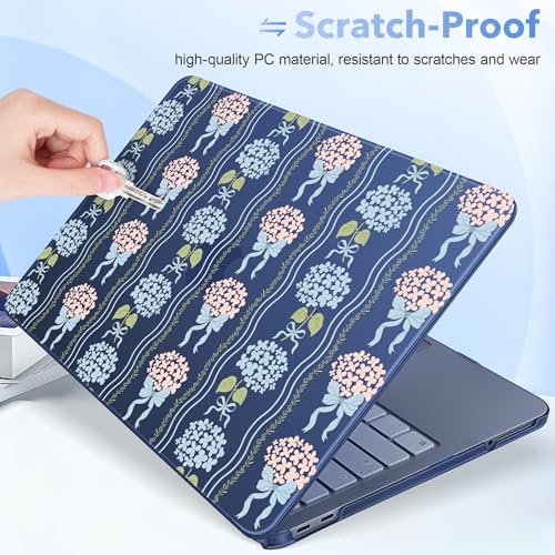 May Chen for MacBook Neo Case 13 inch 2026 | 100% Match Official Color | Pattern Printing, Anti-Crack & Scratch & Fingerprint | Protective Hard Shell Cases Model A3404 - Elegant Flowers Ribbon Bow - color: Elegant flowers ribbon bow