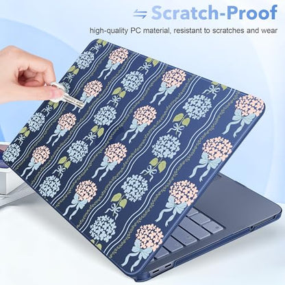 May Chen for MacBook Neo Case 13 inch 2026 | 100% Match Official Color | Pattern Printing, Anti-Crack & Scratch & Fingerprint | Protective Hard Shell Cases Model A3404 - Elegant Flowers Ribbon Bow - color: Elegant flowers ribbon bow