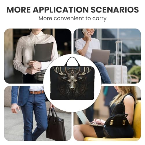 14 inch Laptop Sleeve with Handle Shockproof Laptop Bag Waterproof Computer Cover Bag Antlers Briefcase
