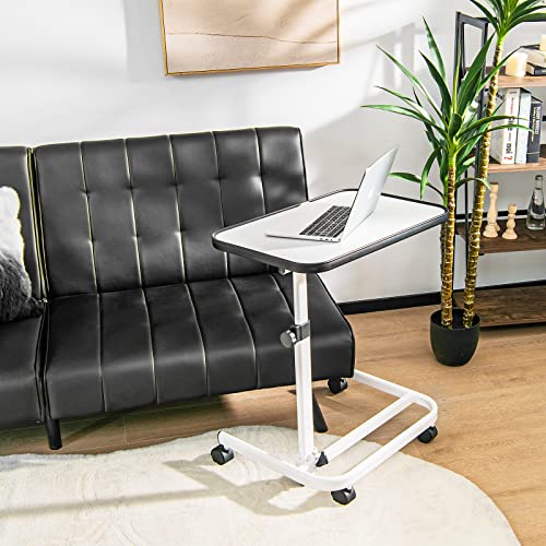 Overbed Table Overbed Table Wheels Adjustable C-Shaped Overbed Table with Wheels - Rolling Laptop Desk for Home & - Space-Saving Bedside Coffee Table On Sofa - 9-Position Height & Tilting Top
