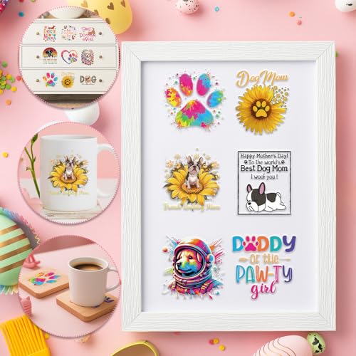 Rngmsi UV DTF Cup Stickers - 20 Pcs Dog Mom UV DTF Cup Wraps for 16 oz Cute Puppy Animal Waterproof UVDTF Transfer Decals for Glasses Cups Mug DIY Crafts - style: Dog Mom