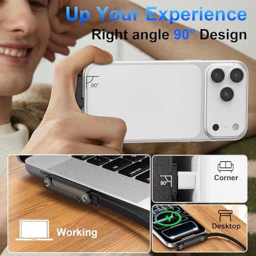 Invisible Holder Charger Cable,240W USB C to USB C Fast Charging Cable,5FT Right Angle Fast Charge Cable with Built-in Phone Stand Flat USBC Cord for Samsung S26 Ultra S25 A17 S24,iPhone 17e,Pixel 10a