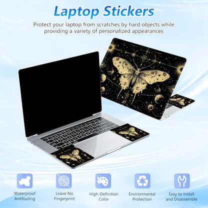 Universal Laptop Skin Sticker Decal with 2 Wrist Pad Skins, Waterproof Scratch Vinyl Cover for 11–15.6 Inch MacBook, HP, Dell, Lenovo, Cutable & Reusable,Mystic Celestial Butterfly - color: Mystic Celestial Butterfly