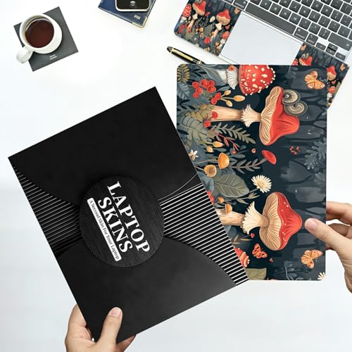 Universal Laptop Skin Sticker with 2 Wrist Pad Decals, 3-Piece Removable Vinyl Laptop Cover, Autumn Mushrooms Waterproof Anti-Scratch, Easy-Trim Fit for 13.3" 14" 15.6" Laptops - color: Autumn Mushrooms
