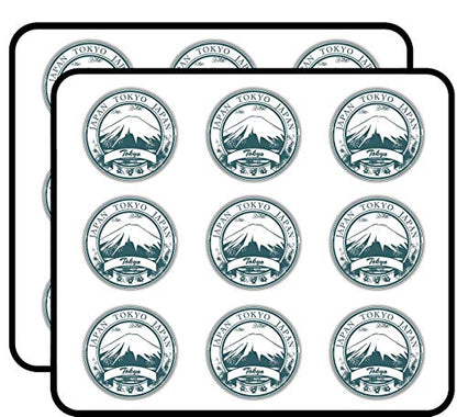 Tokyo Japan Grunge Rubber Travel Stamp Art Decorative 2" Scrapbooking Sticker Waterproof Vinyl Stickers for Water Bottle, Laptop & Phone Case – 18 Pack