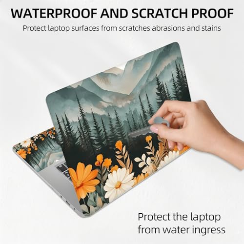 Misty Mountain Pine Forest Universal Laptop Skin Sticker 3PCS, Protective Decal Trim-to-Fit 11.6" 13.3" 14" 15.6" Laptop Vinyl Cover, Removable Anti-Scratch Computer Decal Protector - color: Misty Mountain Pine Forest