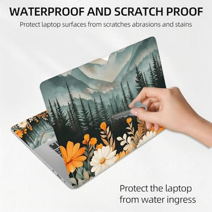 Misty Mountain Pine Forest Universal Laptop Skin Sticker 3PCS, Protective Decal Trim-to-Fit 11.6" 13.3" 14" 15.6" Laptop Vinyl Cover, Removable Anti-Scratch Computer Decal Protector - color: Misty Mountain Pine Forest