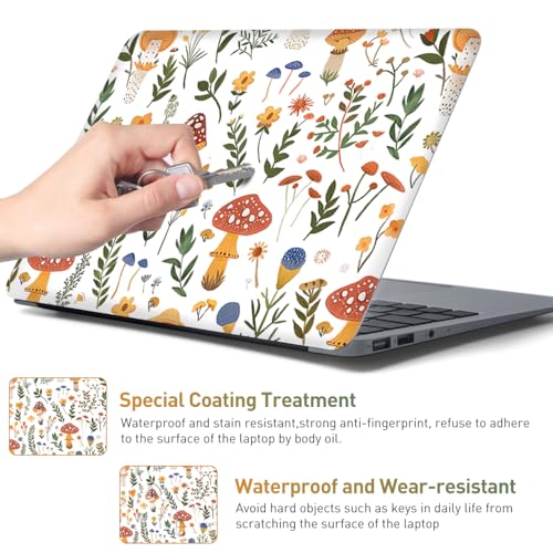 12.1-15.6 Inch Laptop Skin Decal, Universal Reusable Vinyl Laptop Cover Sticker, Waterproof Art Protector with Cute Mushroom & Nice Plants Theme - color: Cute Mushroom Nice Plants