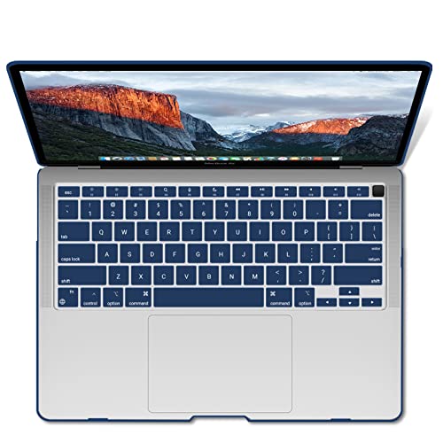 IBENZER Compatible with New MacBook Air 13 inch Case 2022 2021 2020 M1 A2337 A2179 A1932, Plastic Hard Shell Case with Keyboard Cover for Mac Retina Display with Touch ID, Navy Blue, MMA-T13NVBL+1 - color: Navy Blue