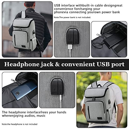 YALUNDISI Laptop Backpacks Travel Backpack Carry On Backpack Casual Daypack with USB Charging Port for Men Women Grey - color: Grey
