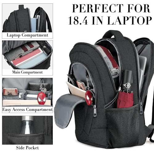 BIKROD 45L Extra Large Travel Laptop Backpack for Men and Women, Carry on Back Pack Fit 18.4 IN Laptop, Black, Gift - color: Black, size: 18.4 Inch