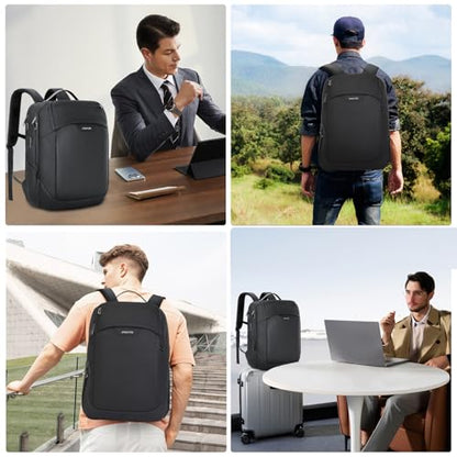 MOSISO 15.6-16 inch Waterproof Laptop Backpack with USB Charging Port & Front Wet & Dry Pocket, Business Commute Backpack, 16 inch Laptop Bag Casual Daypack for College Work Business, Black