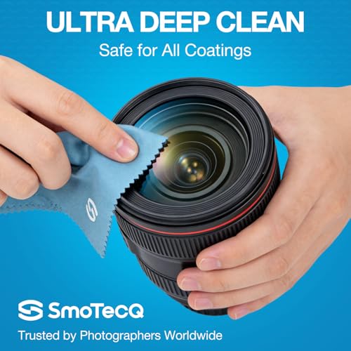 SmoTecQ Glasses Cleaner Kit – Alcohol-Free, Plant-Based Spray + Ultra-Soft Microfiber Cloths for Eyeglasses, Screens & Cameras – 2 x 2oz Spray Bottles + 2 Cloths + Travel Pouch Set