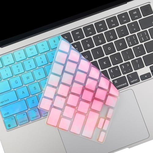 2 Pack Keyboard Cover Skin for 2026-2023 MacBook Air 13" 15" M5 M4 M3 M2, 2026-2021 MacBook Pro 14" 16" M5 M4 M3 M2 M1 Pro/Max, 14.2" 16.2" MacBook Pro /13.6" 15.3" MacBook Air, US, Stylish Colorful - color: Colorful+TPU