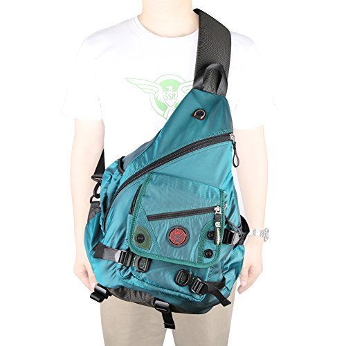 Large Sling Bag Laptop Backpack Cross Body Messenger Bag Shoulder Travel Rucksack (A-Dark Green) - color: A-dark Green